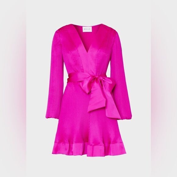 Milly Liv Satin Pleated Dress size 8 - Picture 2 of 10